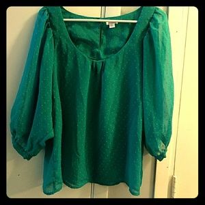 TEAL open sleeve blouse